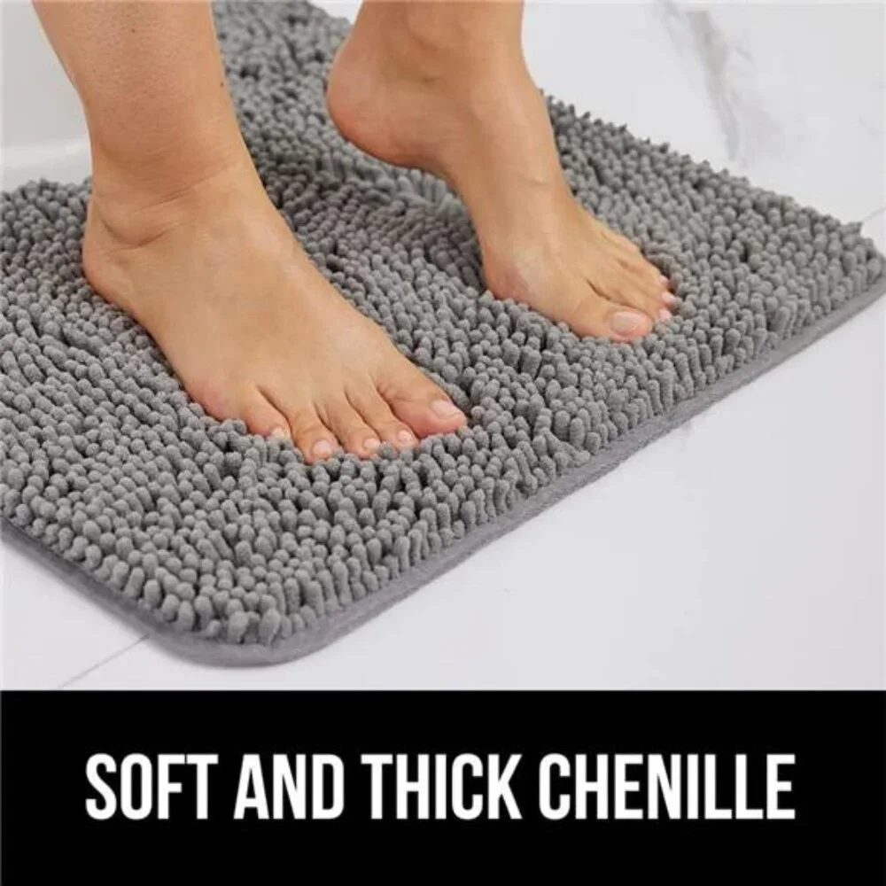 Bath Rug 24x17,Thick Soft Absorbent Chenille,Rubber Backing Quick Dry Microfiber